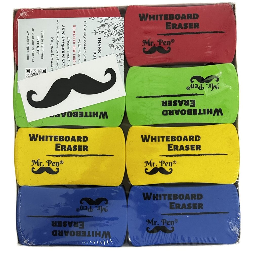 Mr. Pen Magnetic Dry Erase Erasers 8 Pack Assorted Color White Board Erasers